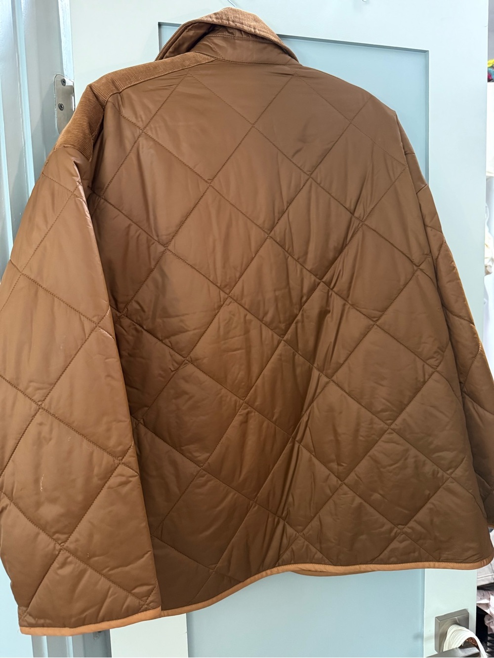 Barbour Quilted Lightweight Jacket in Brown with Corduroy Collar - Picture 5 of 5